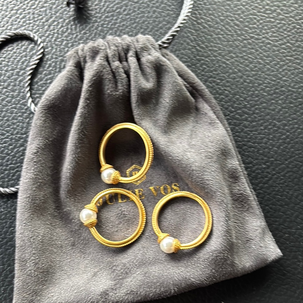 Gold and Pearl Rings Set